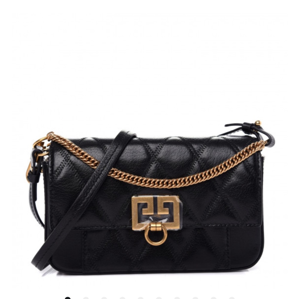 BRAND NEW GIVENCHY Goatskin Quilted GV3 Mini Pocket Convertible Bag Black